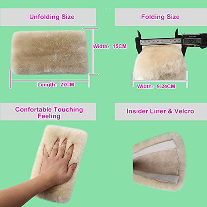 OGLAND Genuine Sheepskin Soft Fuzzy Car Seat Belt Should Pad, Soft Fluffy Seatbelt Strap Covers for Neck Cushion Protector Car Accessories(1pcs/Blue) - color: Blue