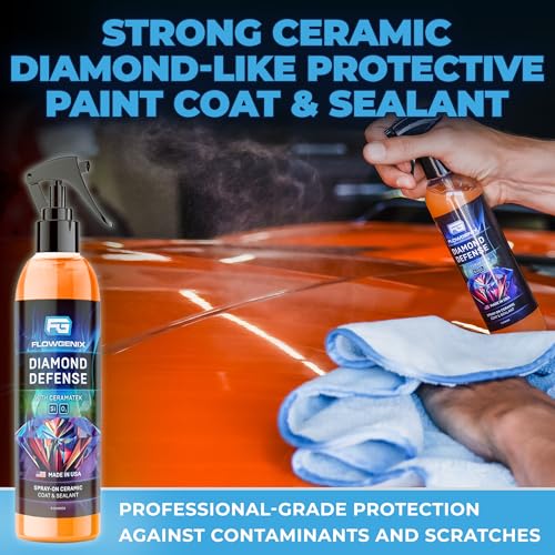 Ceramic Coating For Cars and Motorcycles Spray (8oz) - SiO2 Ceramic Wax & UV Protective Shield Detailing - Auto Wax Hydrophobic Detail Spray - Incl. 2 Microfiber Towels - color: Ceramic Coating 8oz
