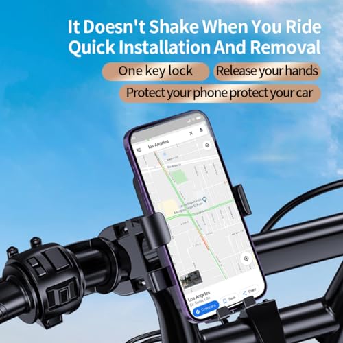 Bike Phone Holder, Motorcycle Handlebar Cell Phone Clamp, Scooter Phone Clip for iPhone 16 15 Pro Max/Plus, 14 Pro Max, S9, S10 and More 4.7" to 7.2" Smartphones,360° Rotatable Handlebar Phone Mount - color: Blue