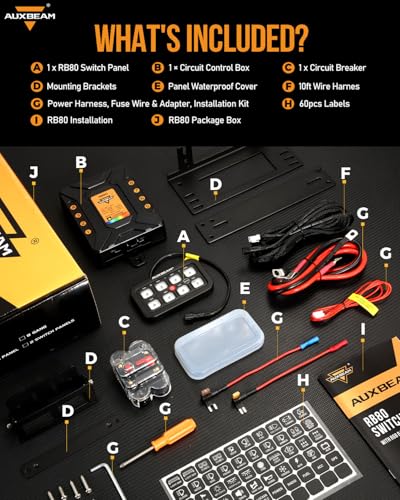 Auxbeam 8 Gang Switch Panel RB80 Toggle Momentary Pulsed RGB Dimmable Switch Panel Multifunction Panel Two Sided Output Marine Switch Panel IP65 Waterproof for Car Boat RV, 3 Years Warranty - size: 8 Gang (Both-Sided Output), style: RGB (Without APP)