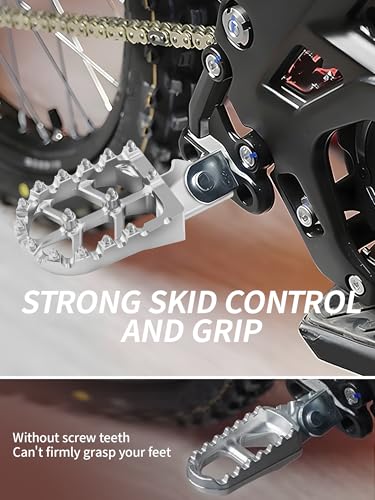 JFG RACING Dirt Bike Foot Pegs,7075 Aluminum CNC Pedals Rests for Surron Light Bee X and S/E Ride Pro S SS SR/CRF150F CRF230F 03-19/CRF250F 19-24/XR150L 15-24/KDX200 83-94-Silver - color: silver