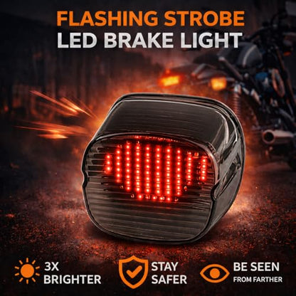 Eagle Lights Flashing Strobe Layback LED Tail Brake Light Kit Compatible With Harley Davidson Motorcycles - No License Plate Window - color: Smoked with No License Plate Window