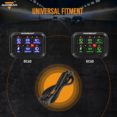Auxbeam Extension Wiring Harness for 6 Gang Switch Panel BC60, GC60, Switch Controller Extended Wire Line, 1.2m/47 inch - style: For 6 Gang Switch Panel