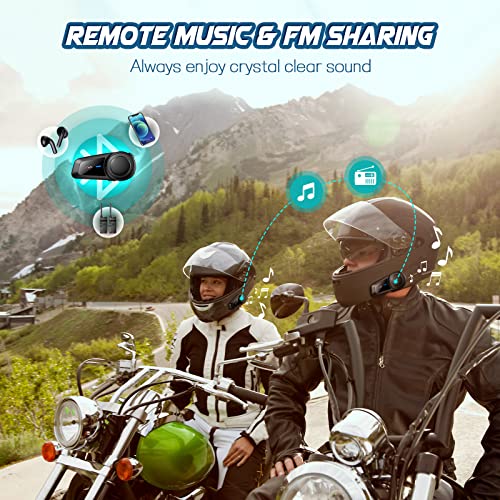 MAXTO Motorcycle Bluetooth Headset, M2 Group Motorbike Helmet Communication Systems 6-Way BT5.0 Waterproof Intercom 1000M Range with FM Radio,Siri,Voice dial for Ski/ATV/Full/Half Face(2 Pack) - size: 2 Pack