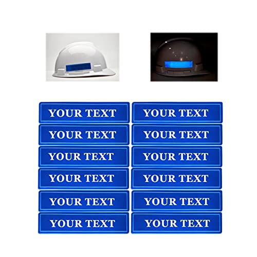 Customizable Reflective Helmet Strips Tape for Hardhats - Safety Waterproof High Visibility Stickers - 12pc - color: Blue Rectangle