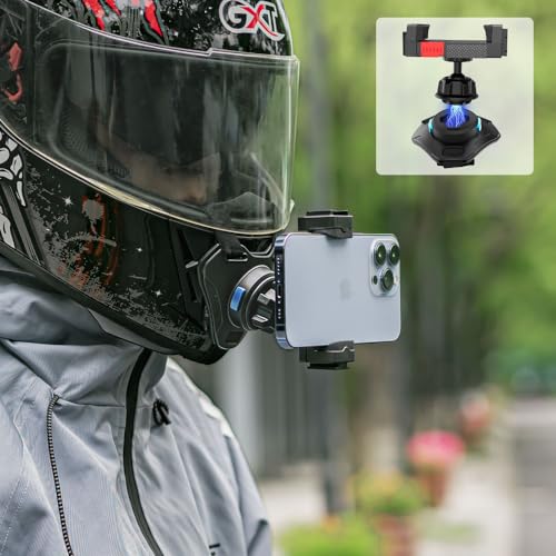 Magnetic Motorcycle Helmet Chin Strap Mount with Phone Holder, Elastic Strap Helmet Chin Mount for iPhone 17 16 15 14 13 Pro Max and More Smartphones