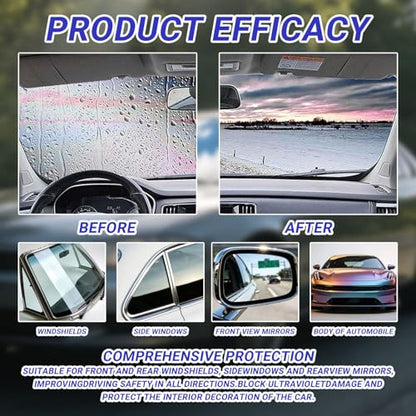 Car Oil Film Removal Spray, Clear Vision Glass Cleaner, 100ml Clear Vision Windshield Cleaner with Microfiber Cloths, Quick Coating for Automotive Windows and Rearview Mirrors