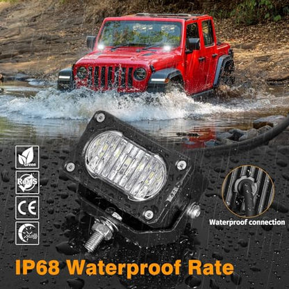 Muto-Beam LED Pods, 2PCS 3Inch LED Driving Light 40W Flood Offroad Lighting Small Cubes Backup Pods Reverse Lighting Ditch Lights Fog Lights for Truck ATV UTV Motorcycle SUV Boat Tractor - size: Flood