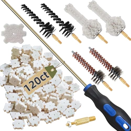 .223Cal 5.56mm .300 Blackout Chamber Cleaning Kit - Non Rotating Cleaning Rod, Bronze Chamber Brush x2, Nylon Chamber Brush x2, Cotton Chamber Mop x2, Star Chamber Cleaning Pads x120