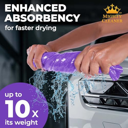 Premium 2pk +1 Free Shammy Cloth for Car Drying - 26"x17" - Super Absorbent Chamois Towel - Scratch-Free, Reusable & Soft Wash Cloth - Car Drying Towels - color: Purple, Blue, Yellow