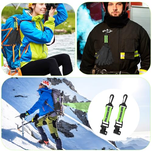 2PCS Glove Strap with Alligator Clip, Reflective Gloves Keeper Work Glove Holder Gloves Clip Quick Access Belt for Tool Belt Backpack