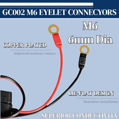 (2-Pack) GC002 X-Connect Compatible with NOCO Battery Charger Accessories, M6 (1/4in) XL Eyelet Terminal, Smart Batteries Trickle Charger Cable - size: 2PK-GC002(M6)
