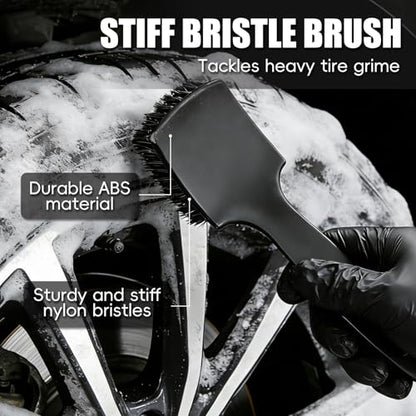 8PCS Car Wheel Brush kit,Wheel Cleaner Brush, Microfiber Cleaning Cloth,Soft Bristle Rim Brush,Tire Polishing Application Pad,Drying Towel.Tire Cleaning Brush Kit for Trucks, Cars, RVs - size: 8PCS