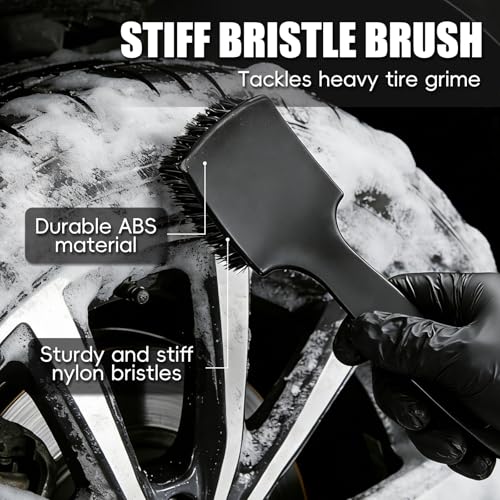 10PCS Car Wheel Cleaning Kit – Metal-Free Rim & Tire Brush Set with Wool Brush, Microfiber Cloths, Wax Pads & Storage Bag, Scratch-Free Detailing Tools for Cars Trucks SUVs RVs - size: 10PCS