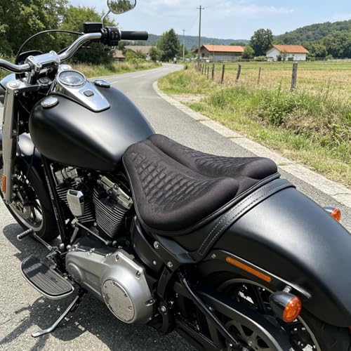 Foldable Gel Seat Cushion for Motorcycle, Universal Non-Slip Grip Ergonomic Motorcycle Seat Pad, Comfort & Butt Protection for Long Rides, Stay Cool & Comfortable (Black)