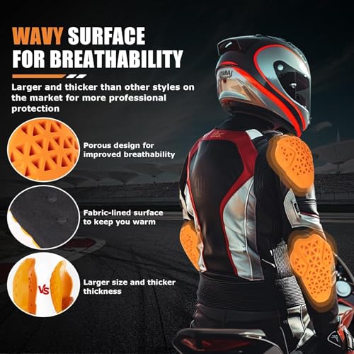 PSLER Full CE Level 2 Certified Motorcycle Armor Back Pad, Elbow and Shoulder Protection Pads Set for Motorcycle Jackets, 5PCS - size: Level 2 Back+Shoulder+Elbow