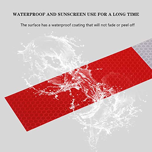 Reflective Tape 2" X 150 Feet Red/White High Intensity Safety Caution Warning Grade Self-Adhesive Waterproof Conspicuous Trailer Reflector - for Cars,Trucks,Trailers,Boats,Signs,Helmet,Mailbox