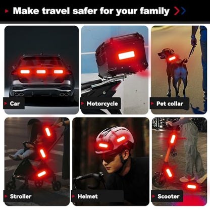 PHIXBEAR 20 Pcs Super Reflection Reflective Stickers, Safety Reflective Tape for Car Bike Mailbox Helmet, Red Tape Outdoor Waterproof 3.15" X 1.18" - color: Red