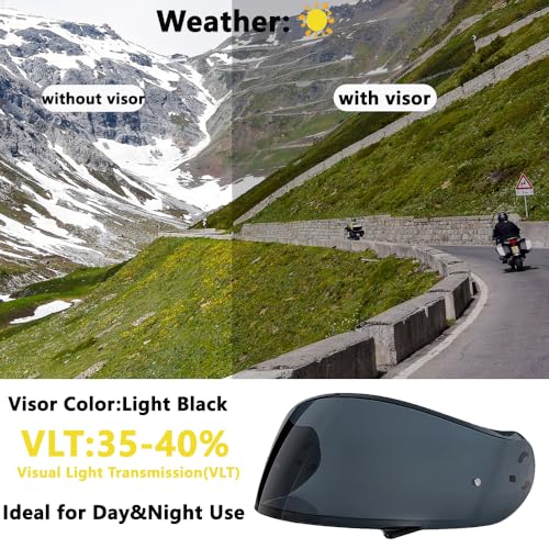 Neotec 2 Helmet Visor Replacement for,CNS-3 UV Protection Helmet Face Shield Compatible with SHOEI Neotec 2(Light Black) - color: Light Black- Day and Night Use
