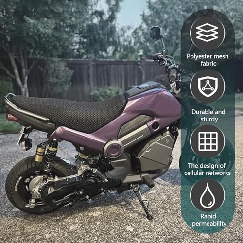 Motorcycle Seat Cover, Anti-Slip Cushion, Insulated and Breathable Honeycomb Mesh, 37.4x23.6In Moped Seat Cover (Black) - color: Black #L