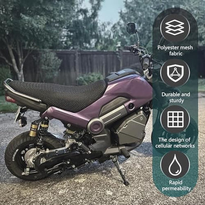 Motorcycle Seat Cover, Anti-Slip Cushion, Insulated and Breathable Honeycomb Mesh, 37.4x23.6In Moped Seat Cover (Black) - color: Black #L