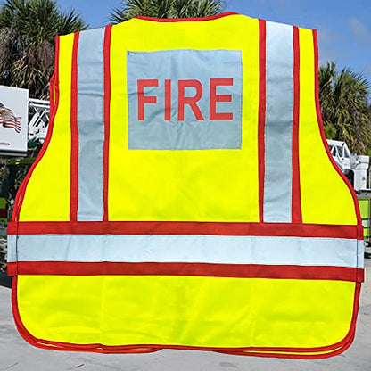 VIEWBRITE Reflective Class 2 Fire Vest Lime Green - 5 Point Breakaway High Visibility Yellow Fire Fighter Vest - color: Reflective Yellow, size: Medium-Large