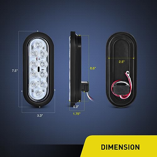 Nilight 6 Inch Oval Trailer Tail Light with Flush Mount Grommets Plugs w/Mounting Brackets 2PCS White Waterproof Reverse Back Up Lights for RV Truck - color: 2Pcs White Trailer Lights+Brackets