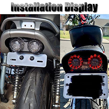 kucehiup LED Tail Light Integrated Running Lamp Brake&Turn Signal Light 40LED 40W with License Plate Bracket for Har-ley Motorcycle Street Bike Cruiser Chopper