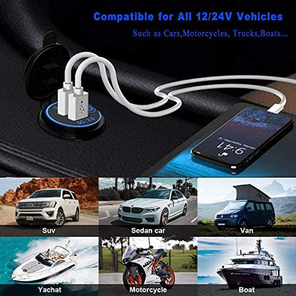 GemCoo 12V USB Outlet 36W QC 3.0 Charger Socket with Power Switch, 12V/24V Charger Socket Fast Charge for Car RV Boat Marine Truck Golf Motorcycle - color: QC3.0 With Switch