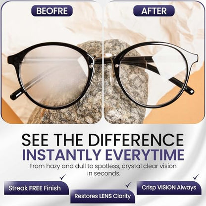 Eyeglass Gel Lens Cleaner Spray Kit - 2 x 8oz and 1 x 2oz Gel Eyeglasses Cleaner Spray Bottle + 2 Microfiber Cloth for Cleaning - Safe for All Lenses (AR Coated Included)