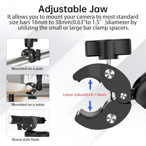 Universal Action Camera Mount Bundle for Motorcycles & Bikes, 1/4" Thread Handlebar Clamp & Adhesive Helmet Kit, Compatible with Insta360 X5/X4/X3/X2, GoPro Hero 13/12/11/10/9, DJI Osmo Action etc - style: Basic+Selfie Stick