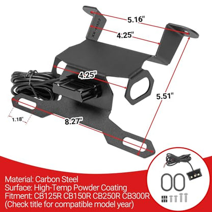 Motorcycle License Plate Bracket for CB125R CB150R CB250R CB300R 2018-2026, Fender Eliminator With LED Light, Motorcycle Tail Tidy License Plate Holder Mount