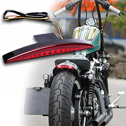 DREAMIZER Red Chopped Fender Edge Motorcycle LED Running Brake Rear Tail Light Compatible for Harley Sportster XL 883N 1200N XL1200V XL1200X - color: RED#2