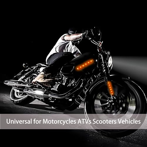 2Pcs Motorcycle LED Turn Signal Light Strips Universal Waterproof Amber Indicator Blinker 9LED Light Bar for Motorcycle Scootor Bike ATV UTV Golf Cart - size: 9LED