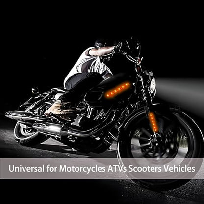 2Pcs Motorcycle LED Turn Signal Light Strips Universal Waterproof Amber Indicator Blinker 9LED Light Bar for Motorcycle Scootor Bike ATV UTV Golf Cart - size: 9LED
