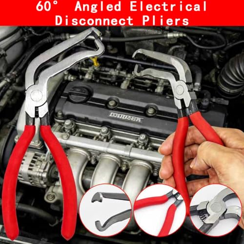 7 Pcs Auto Electrical Disconnect Pliers Set with Terminal Pin Removal, Connector Removal Tool with Hose Clamp Plier, Relay Puller&lectrical Connector Separator Tool, Automotive Repair Tool Kit