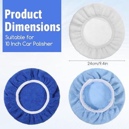 6 PCS Car Polishing Pads, 10 Inch Microfiber Wool Coral Fleece Buffing Pads for Orbital Polisher, Wax Applicator Pad for Vehicle Detailing, Waxing and Cleaning Microfiber, Wool, Coral Fleece