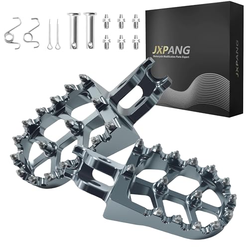Dirt Bike Foot Pegs,Replaceable Footpegs CNC Machined Aluminum Wide Platform with Springs for CRF150R CRF250R CRF450R CRF250X CRF450X CRF300L CRF250L CR125 CR250 CRF1000L (Titanium) - color: Titanium