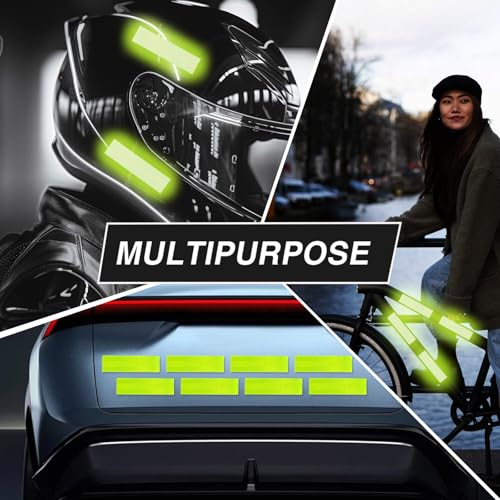 10PCS Reflective Stickers,1.25 x 6 inch Safety Reflective Tape for Car Helmets Mailboxes Bike,High Visibility Outdoor Waterproof Reflective Patch - color: Yellow Green