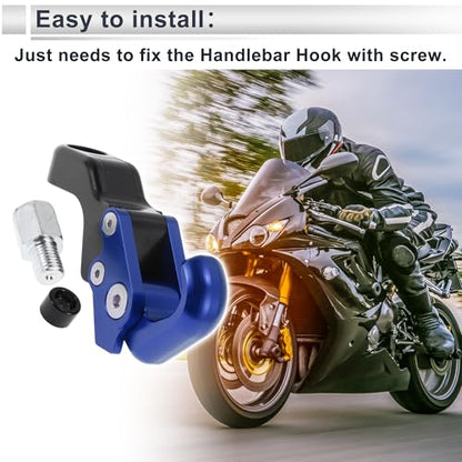 Adjustable Universal Motorcycle Hanging Hook Slope Handle with Hook Motorcycle Helmet Luggage Bag Holder Hanger Aluminum Alloy Blue with 1 Pcs Screw - color: Blue