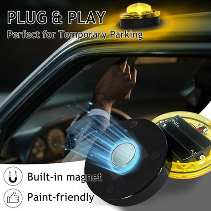 GT-Lite 4 Pack LED Emergency Beacon Yellow,Roadside Flare,Magnetic Base,2 Modes Flash and Steady,for Car Emergency Kit or Amish Buggy,RV,Boat,Crush Resistant,Water Resistant - size: 4 Pack