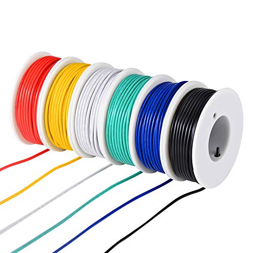 TUOFENG 18 AWG Wire Electrical Wires 18 Gauge Tinned Copper Wire, PVC (OD: 1.85 mm) 6 Different Colored 16.4ft / 5m Each,Stranded Wire Hookup Wires for DIY DC/AC - size: 18 AWG PVC Stranded Wire 6 Colors 16.4ft Each
