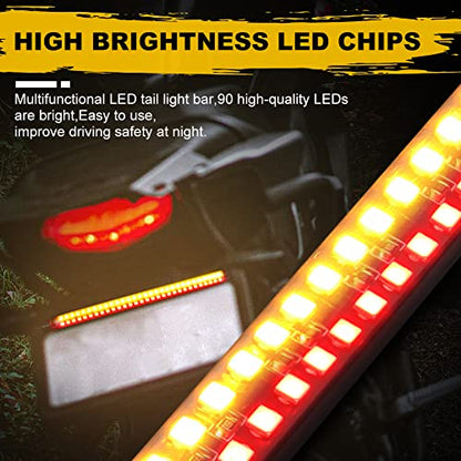 Motorcycle LED Tail Light Strips,11.8" Double color LEDs Brake Stop Tail Lihgt Turn signal Light Multifunction Waterproof Flextible LED Strips for Motorcycle ATV ect.2-Pack. (30cm-90SMD)