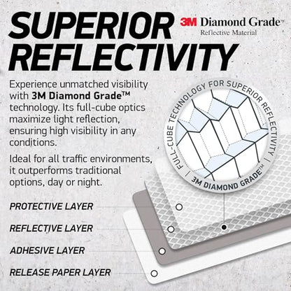 Reflective Safety Tape Stickers | 3M Diamond Grade | White | 1.2″ x 3.15″ | 20-Pack | Safety Warning Tape for Helmets, Cars, Mailboxes & More - color: White