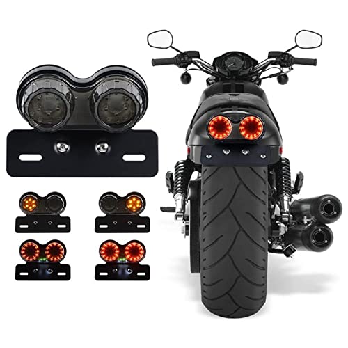 40W 40-LED Motorcycle Tail Light Integrated Driving&Brake Light Turn Signal Lamp With License Plate Bracket for Harley Honda Yamaha Suzuki Kawasaki (Black)