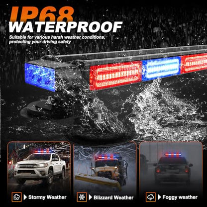 ASPL 26inch 126 LED Emergency Rooftop Strobe Lights Bar w/Controller Double Side Warning Hazard Snow Plow Flashing Light Traffic Advisor Safety Light for Work Trucks Vehicles Tow Pickup(Red/Blue) - color: Red/Blue