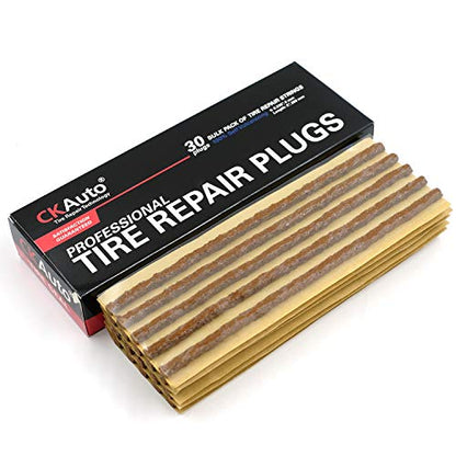 CKAuto 30pcs 8" Brown Tire Repair Strings, Automotive Tool Tire Repair Plugs for Tubeless Off-Road Tires Car, Bike, ATV, UTV, Wheelbarrow, Mower - color: Brown, size: 8" x φ0.236" 30pcs