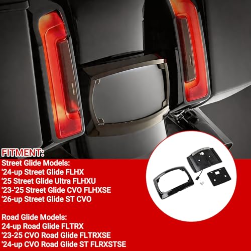 Curved License Plate Holder Bracket Frame LED Light Compatible with Harley Touring 2023.5-up CVO & 2024-up Road Glide Street Glide,CVO Road Glide ST