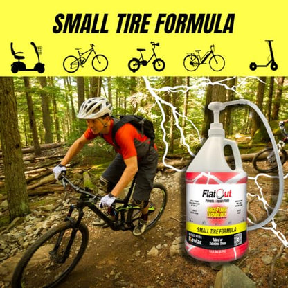 QuickStrike Tire Sealant - Small Tire/Bicycle Formula - NEW Formula - Prevents Flat Tires - Seals Leaks - Contains Kevlar - Tubeless Tire Sealant - 1 Gallon + Tool - size: 1 Gallon + Tool