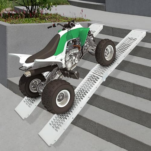 2-Pack Folding Loading Ramps, 76.7"x8.7" Aluminum ATV Ramps with Anti-Slip Surface, 530 lbs Capacity per Ramp for Motorcycle, Dirt Bike, Lawn Mower, Pickup Truck Loading & Unloading